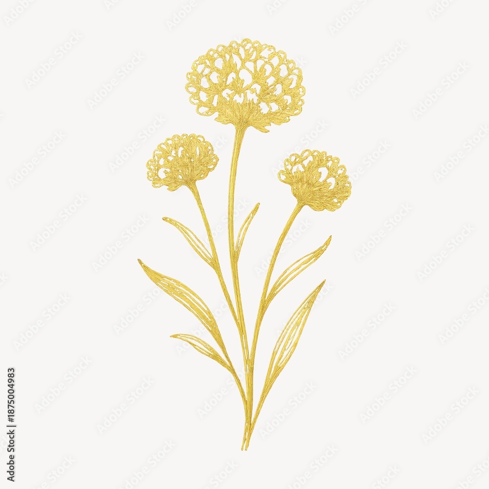 Fototapeta premium Elegant golden floral illustration