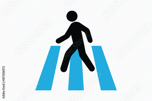 Pedestrian crossing warning sign safety alert traffic symbol alert icon street safety road caution. walking person, concept of traffic, safety, road sign, caution, icon, instructional design element 