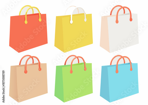 colorful shopping bags with different handles and shapes