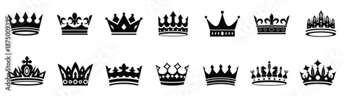 Crown icon set. Crown king mega icon set. Royal crown symbol collection. vector simple crown icon collection. vector illustration.
