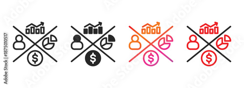 stakeholders metric icon collection with multiple styles