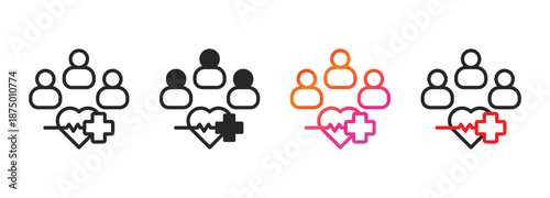 stakeholders healthcare icon collection with multiple styles