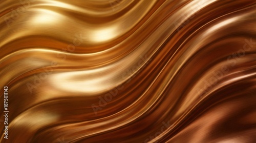 Panel kuchenny z motywem  abstract, luxurious background featuring flowing waves of golden-brown liquid metal or silk