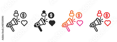 public relations icon collection with multiple styles