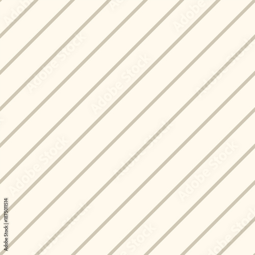 Beige diagonal stripe seamless pattern with an ivory background. Minimal geometric vector suitable for branding, packaging, textile, wallpaper, and surface design projects.