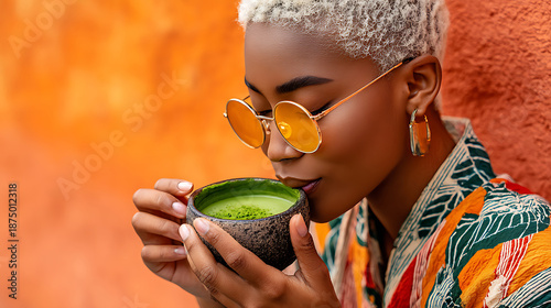 A stylish woman enjoying matcha, capturing influencer culture, modern trends, and a curated lifestyle moment for digital audiences.