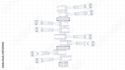 3d Illustration of an engine valve mechanism