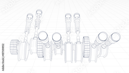 3d Illustration of an engine valve mechanism