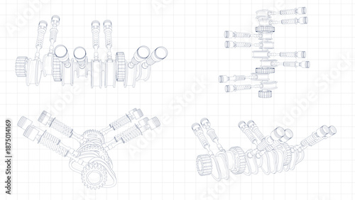 3d Illustration of an engine valve mechanism