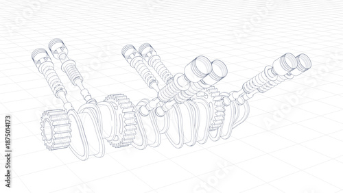 3d Illustration of an engine valve mechanism