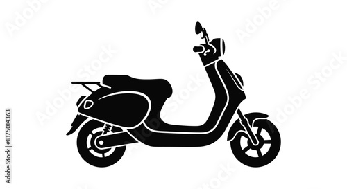 A striking black silhouette of a classic vintage scooter showcasing its iconic design silhouette