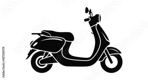 A striking black and white silhouette of a classic scooter showcasing its elegant design silhouette