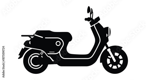 A sleek black electric scooter design is beautifully rendered as a striking silhouette