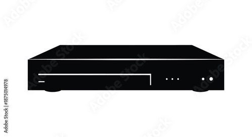 A simple black dvd player with a tray open depicted as a clean silhouette
