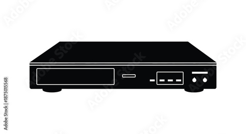 A clear black silhouette of a modern electronics device possibly a set top box silhouette