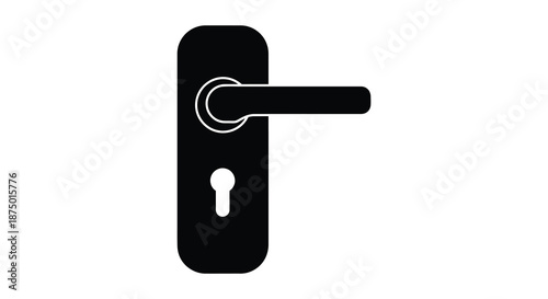 A minimalist depiction of a black door handle with a keyhole as a silhouette