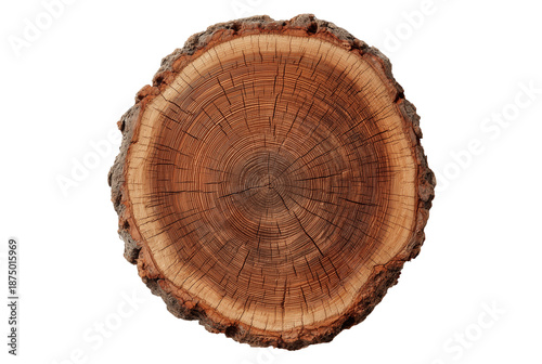 Cross section of a tree trunk isolated on transparent background