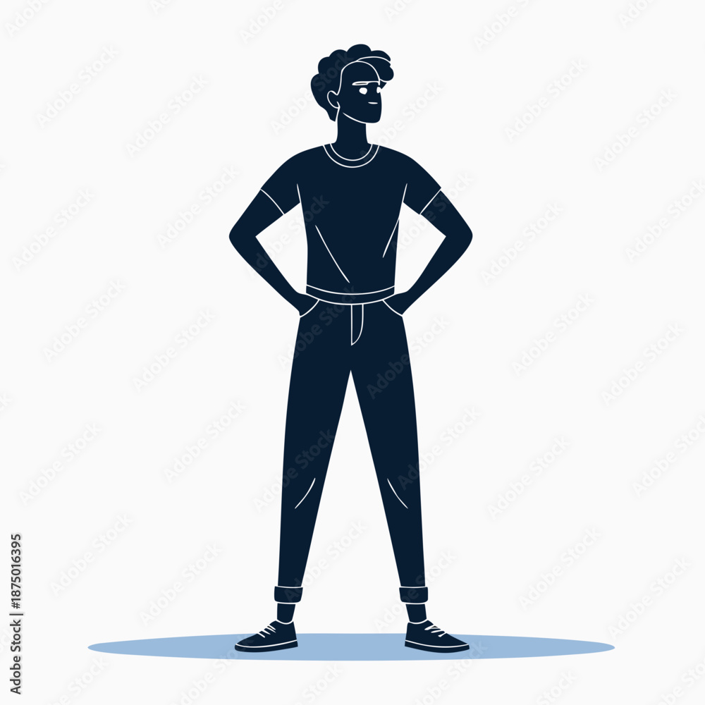 Obraz premium A confident man standing with hands on hips in a relaxed pose