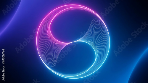 Vibrant neon light design with pink and blue glowing lines