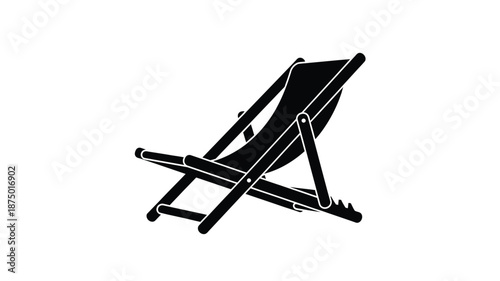 A black beach chair depicted in a striking minimalist silhouette
