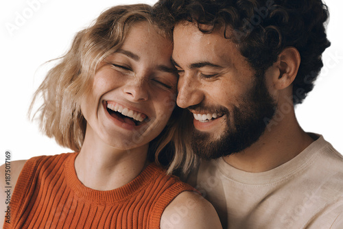 Portrait of a happy smiling young couple together in love