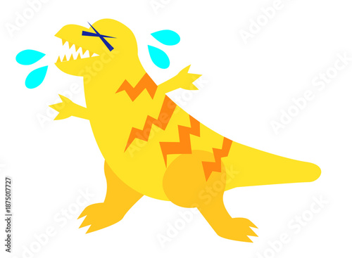 雷のエネルギーでびっくりする恐竜のイラスト