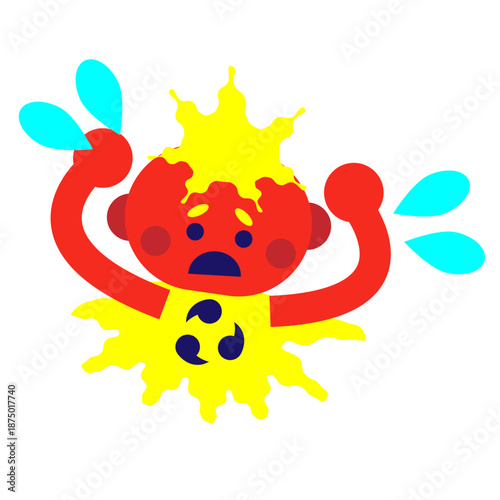 雷のエネルギーで汗をかくキャラクターのイラスト