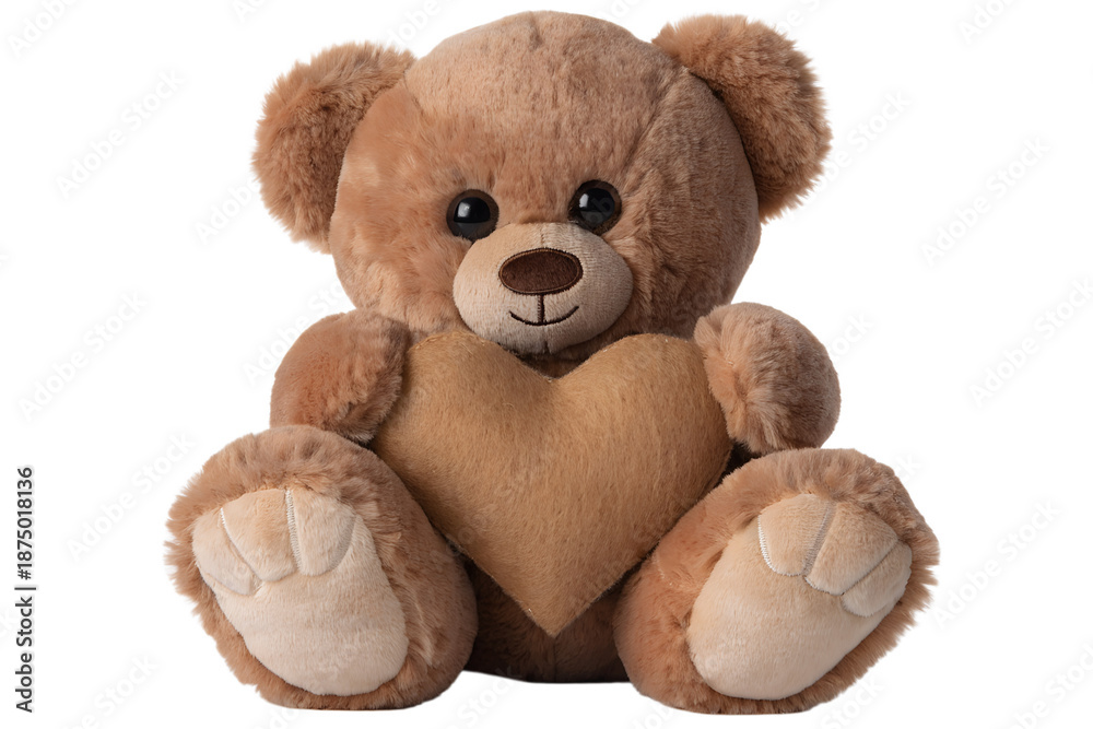 Fototapeta premium Cute brown teddy bear sitting on a white background