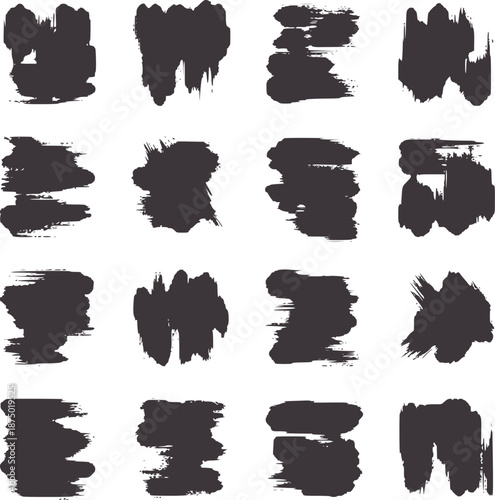 Black and abstract inkblot brushstrokes collection texture