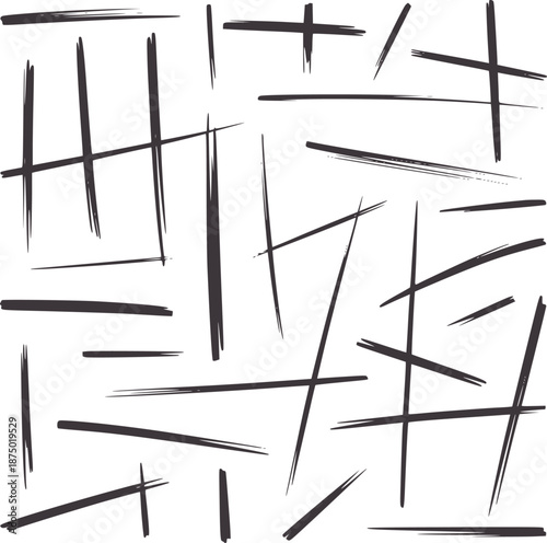 Black and abstract minimalist line with intersecting strokes lines