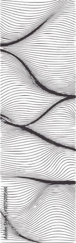 Black and abstract wave interference line pattern with symmetrical curves