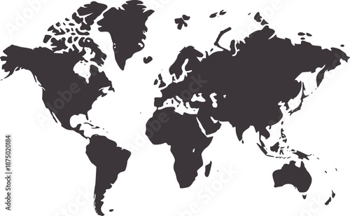 Minimalist black and map continents geography
