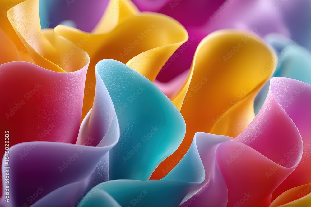 Obraz premium Vibrant Abstract 3D Wavy Colorful Flowing Shapes Background