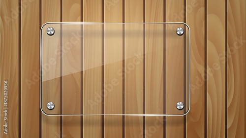 Horizontal Transparent Glass Plate on Wood Background