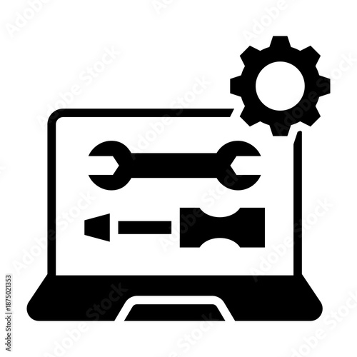Computer Repair Icon Mixed Style Vector Illustration