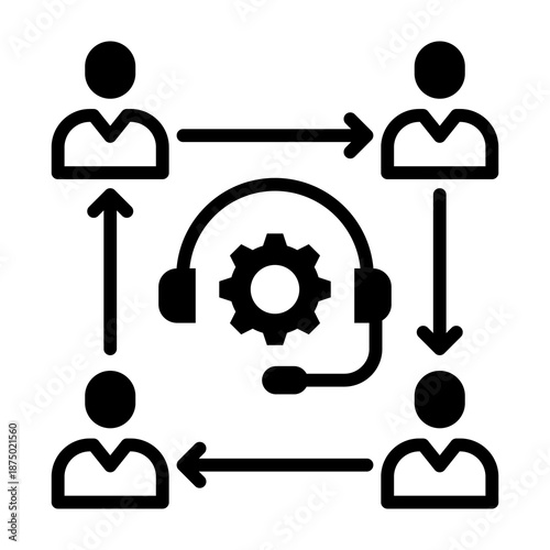 Support Team Icon Mixed Style Vector Illustration