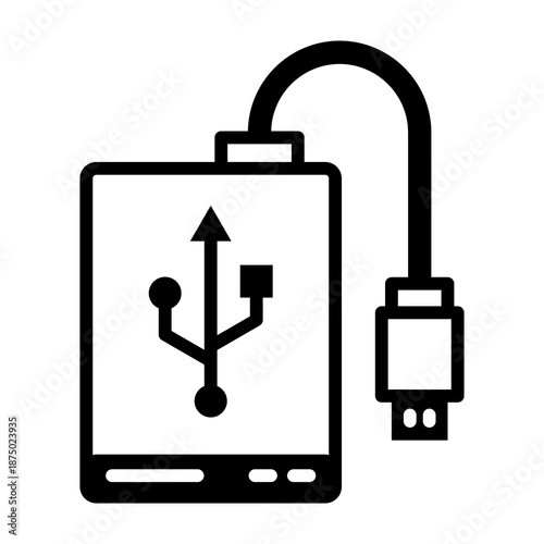 External Hard Drive Icon Mixed Style Vector Illustration