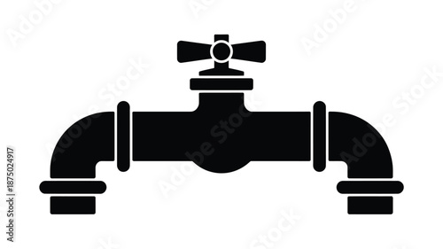 a black and white image of a faucet with two handles