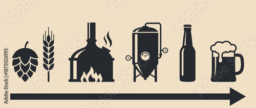Craft beer production process infographic vector illustration