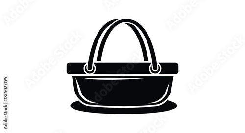 Elegant black wicker basket design with curved handles a stylish and decorative silhouette