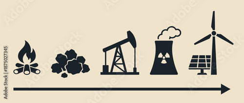 Evolution of energy sources infographic vector illustration