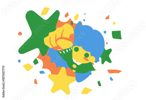 パンチで力強く飛び出す男の子