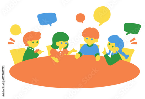 円形テーブルでの子どもたちの会議