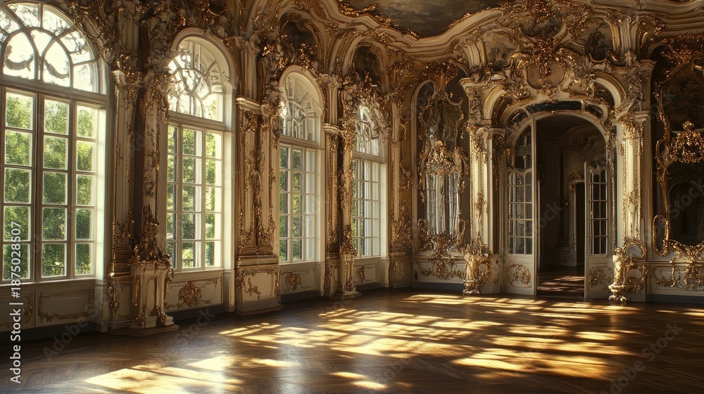 Fototapeta premium Ornate Ballroom bathed in Sunlight