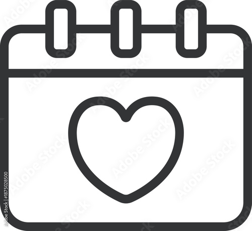 記念日の日のカレンダーのアイコン（線画）のイラスト