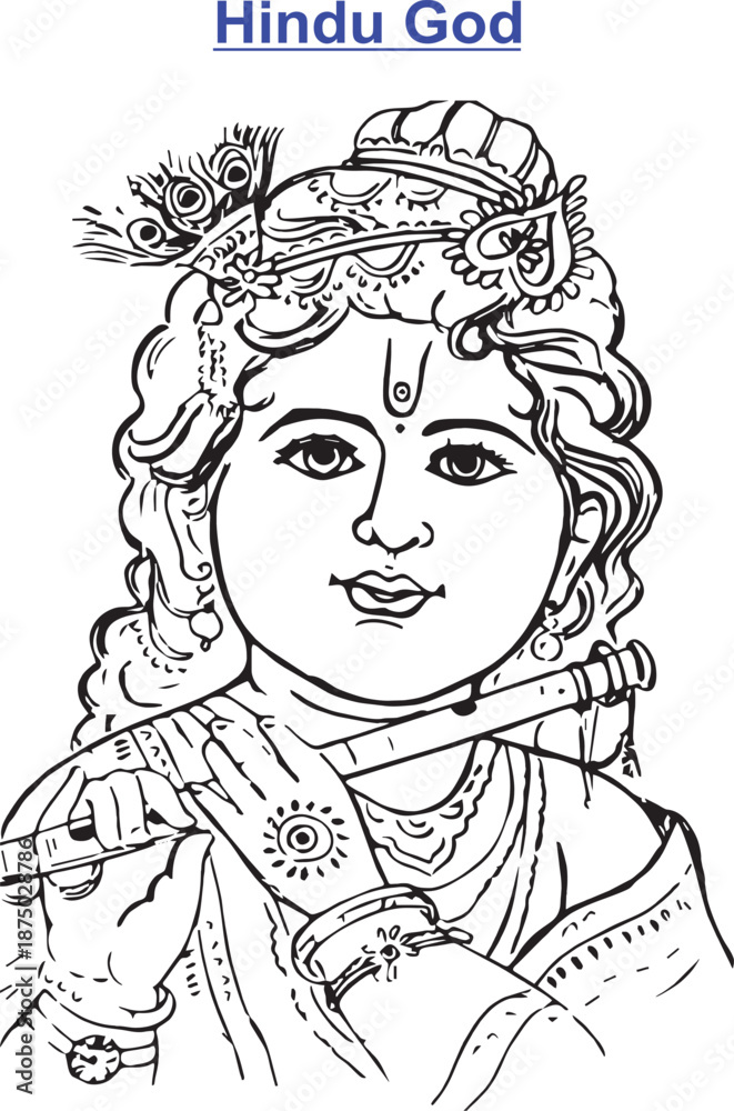 Naklejka premium Cute Little Lord Krishna