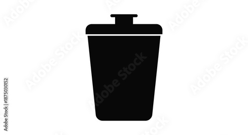 A simple black outline of a kitchen canister with a lid a distinct silhouette