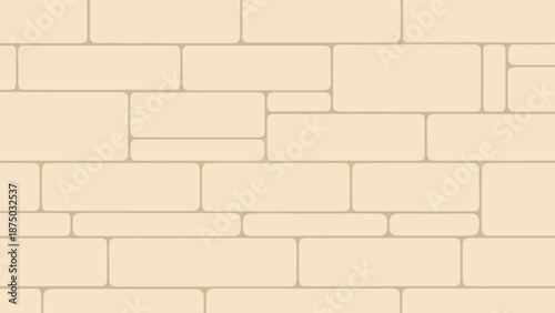 A flat, seamless pattern of a light beige stone wall with rounded, irregular-sized blocks