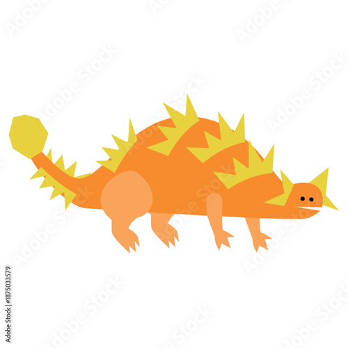 トゲトゲした体が特徴のかわいい恐竜キャラクターのシンプルなイラスト