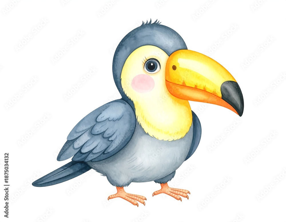 Obraz premium A colorful cartoon bird with a large yellow beak